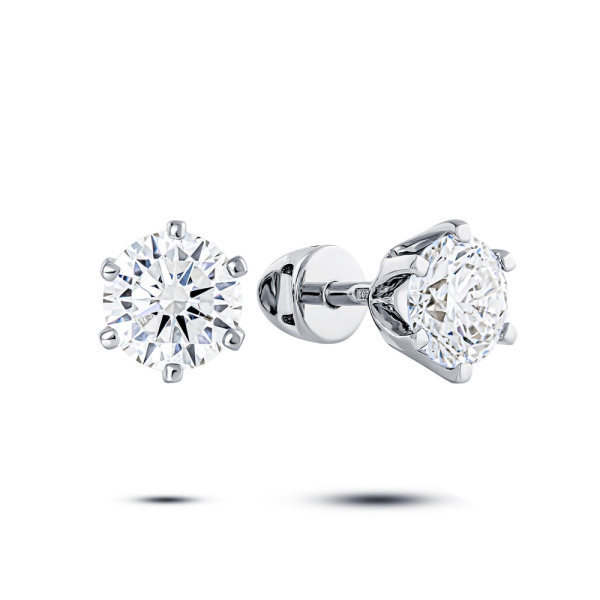 Серьги пусеты из белого золота с бриллиантами