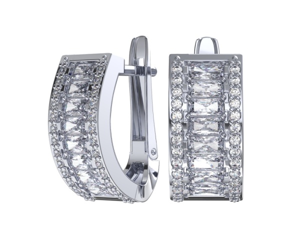 Серьги из серебра с фианитами
