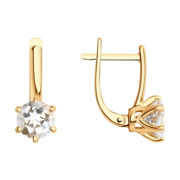 Серьги из красного золота с горным хрусталём