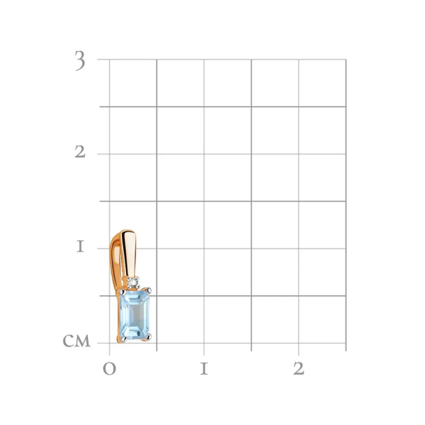Подвеска из красного золота с бриллиантом и топазом
