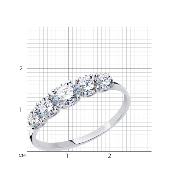 Кольцо из белого золота с фианитами