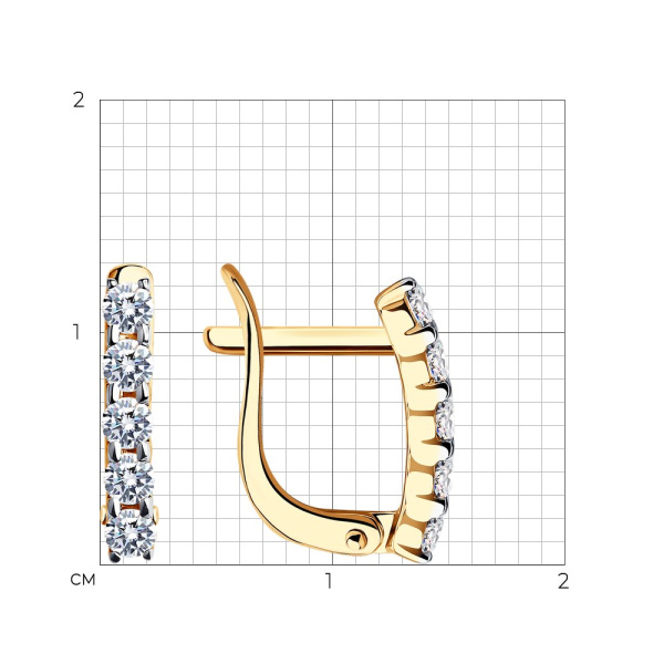 Серьги из красного золота 585 пробы с фианитами