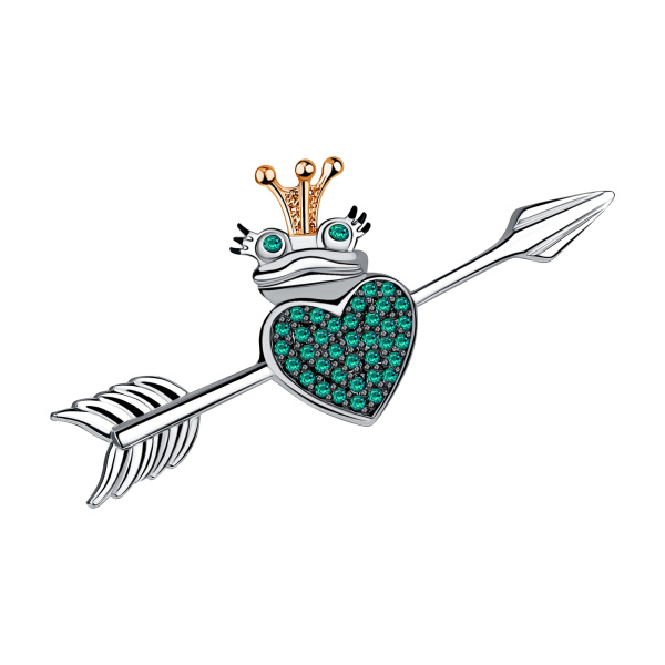 Брошь из серебра с фианитами