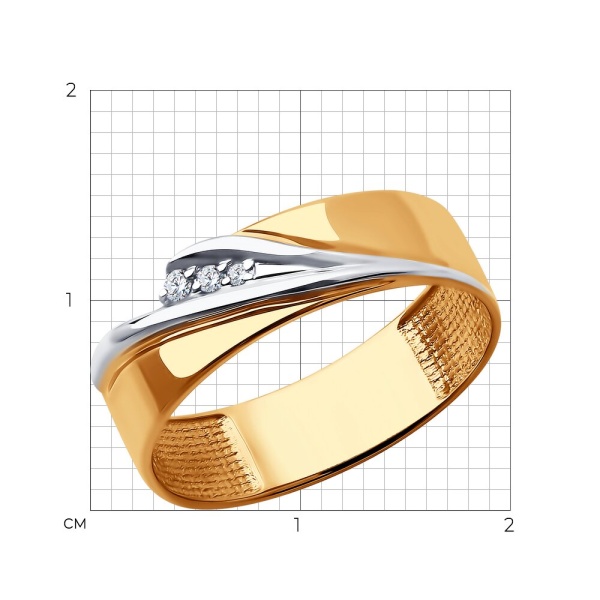 Кольцо из красного золота с фианитами