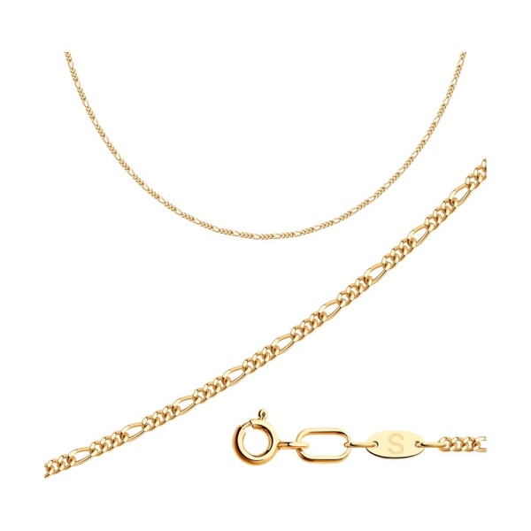 Цепь из красного золота 585, плетение «Фигаро»