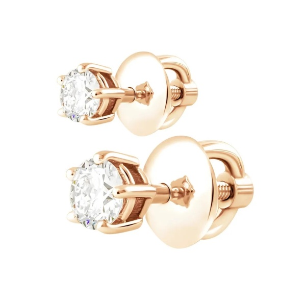 Серьги-пусеты из красного золота с бриллиантами