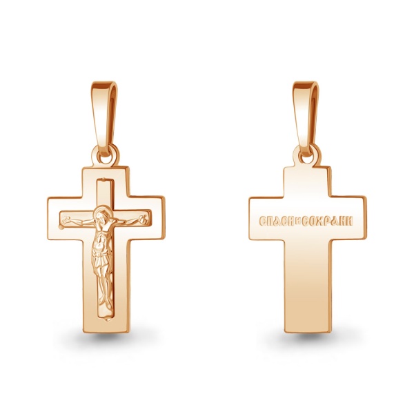 Крестик православный из красного золота