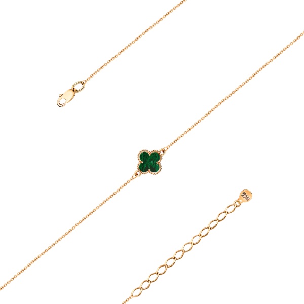 Браслет из красного золота с синтетическим малахитом