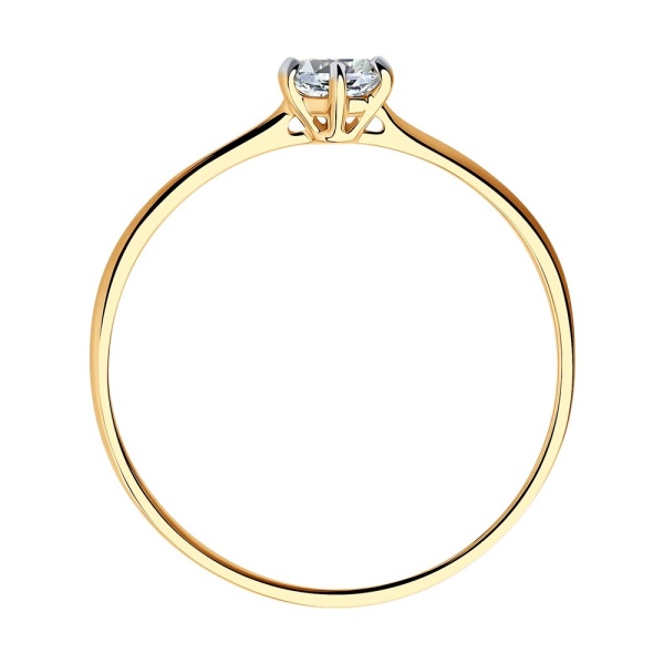 Кольцо из красного золота с фианитом