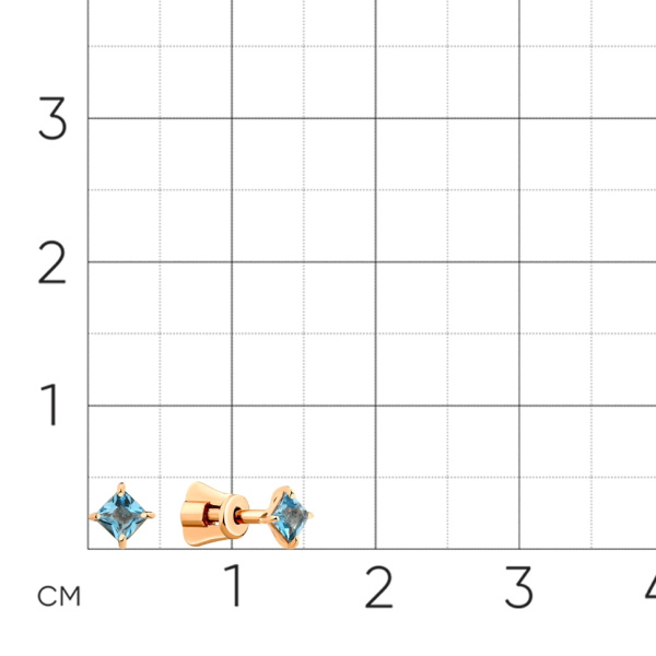 Серьги пусеты из красного золота с топазом
