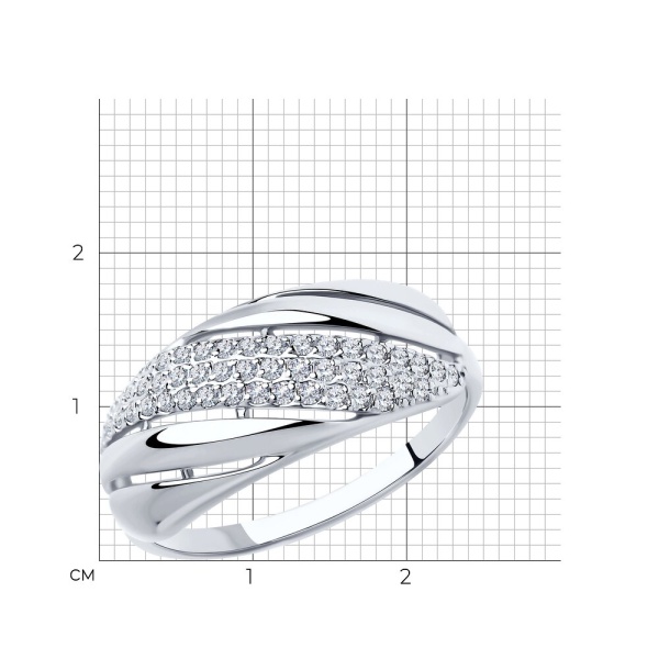 Кольцо из белого золота с фианитами