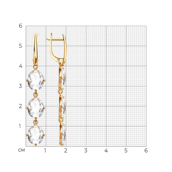 Серьги из красного золота с горным хрусталём