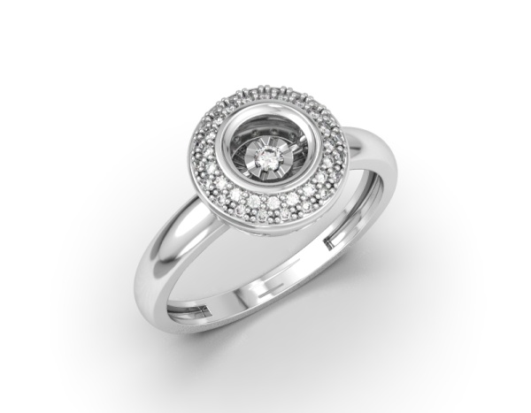 Кольцо из белого золота с танцующим бриллиантом