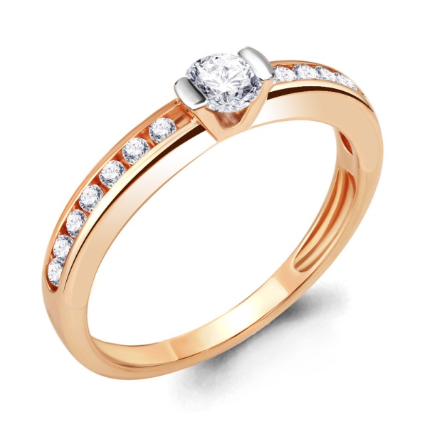 Кольцо из красного золота с фианитами