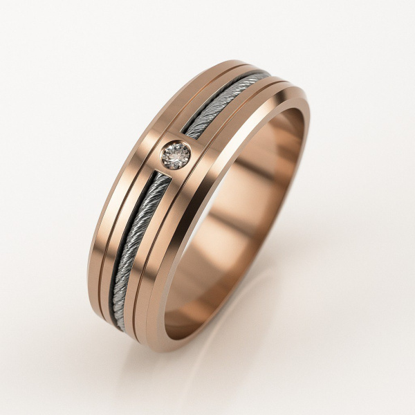 Кольцо из комбинированного золота с фианитом