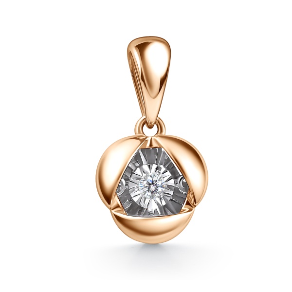 Подвеска из красного золота с танцующим бриллиантом
