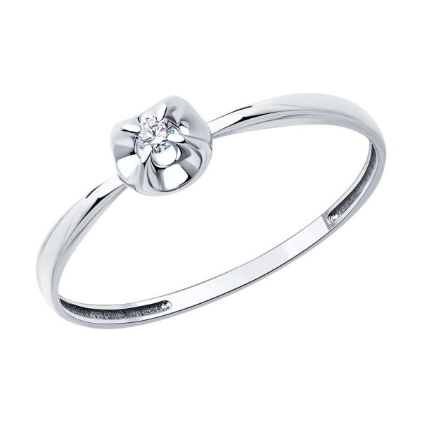 Кольцо из белого золота с бриллиантом