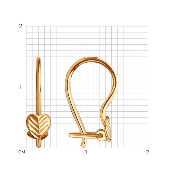 Серьги из красного золота 585 пробы с алмазной гранью