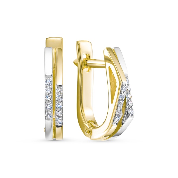 Серьги из желтого золота с бриллиантами