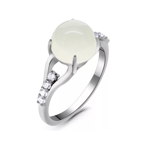 Кольцо из серебра с халцедоном и цирконами