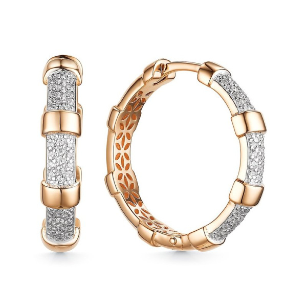 Серьги конго из красного золота с фианитами