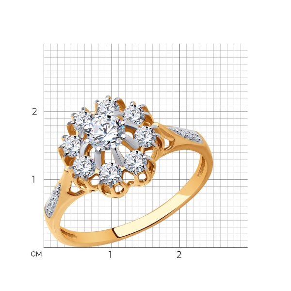 Кольцо из красного золота с фианитами
