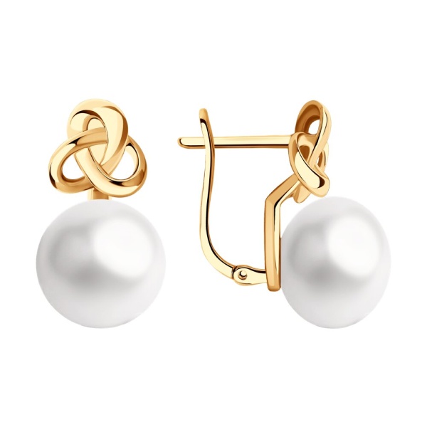 Серьги из красного золота с жемчугом