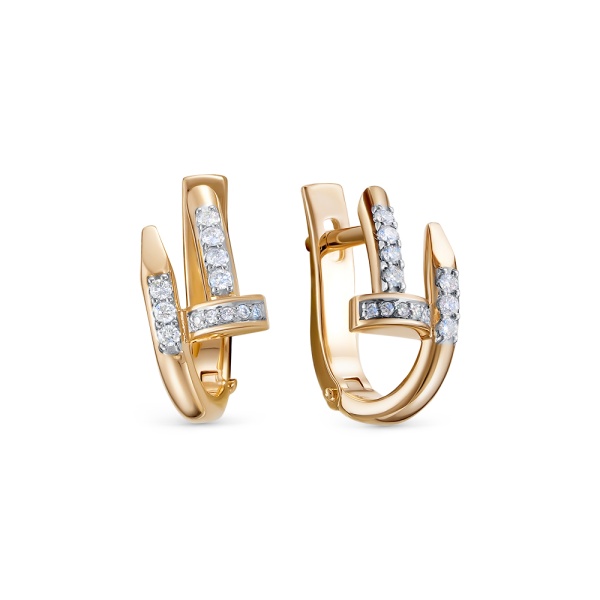 Серьги из красного золота с бриллиантами