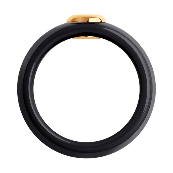 Кольцо из черной керамики с красным золотом и бриллиантом