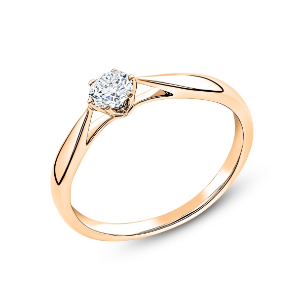 Кольцо из красного золота с бриллиантом