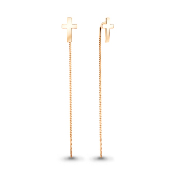 Серьги-продевки из красного золота