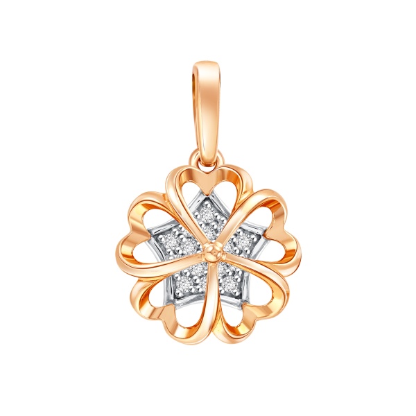 Подвеска из красного золота с фианитами