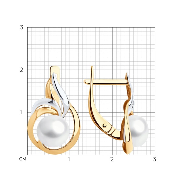 Серьги из красного золота с жемчугом