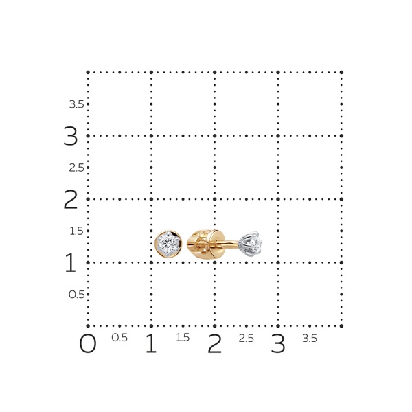 Серьги пусеты из красного золота с бриллиантами