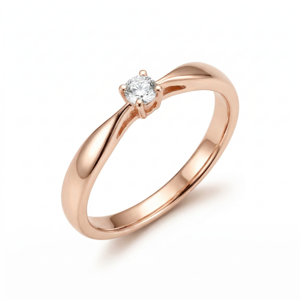 Кольцо из красного золота с бриллиантом