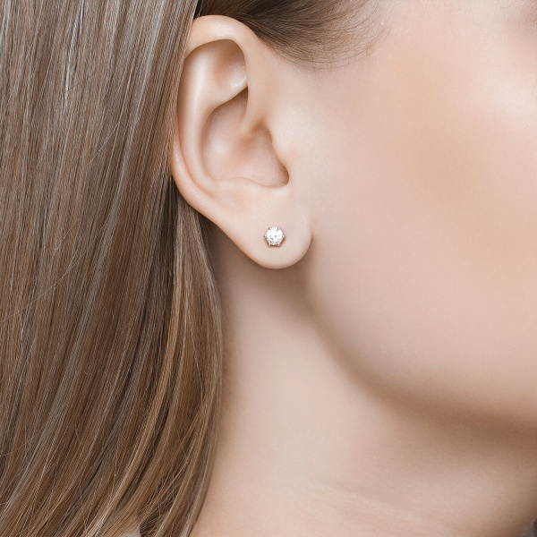 Серьги пусеты из серебра с фианитами