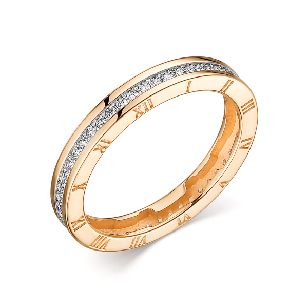 Кольцо из красного золота с фианитами