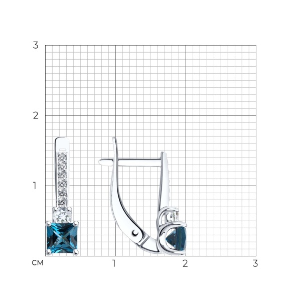 Серьги из белого золота с миксом камней