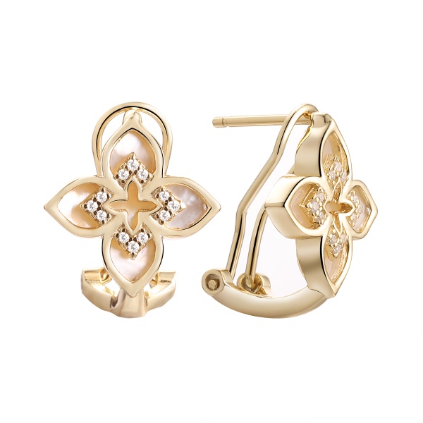 Серьги из позолоченного серебра с фианитами