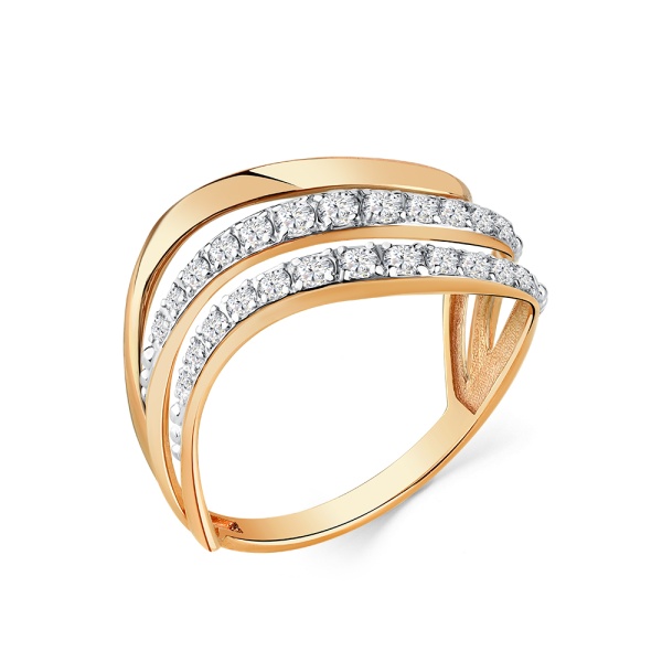 Кольцо из красного золота с фианитами