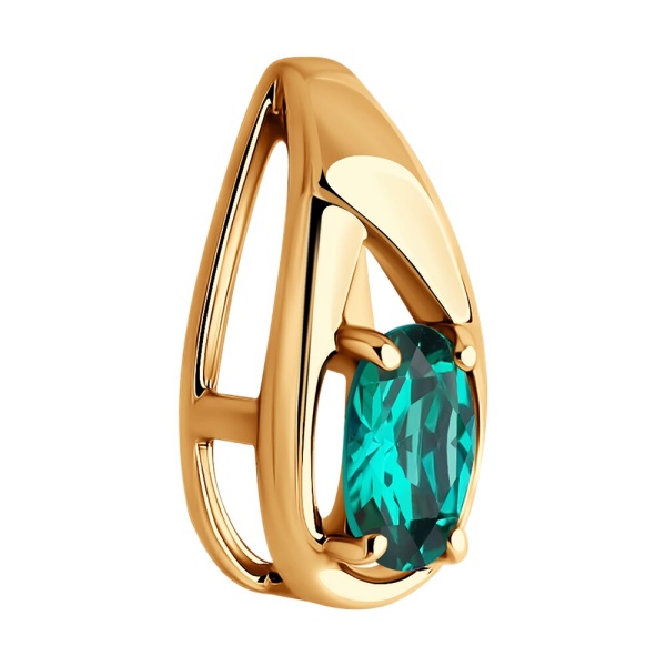 Подвеска из красного золота с гидротермальным изумрудом