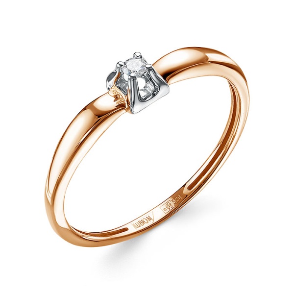 Кольцо из красного золота с бриллиантом