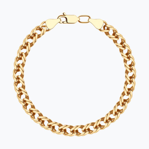 Браслет из красного золота, плетение «Ромб двойной»