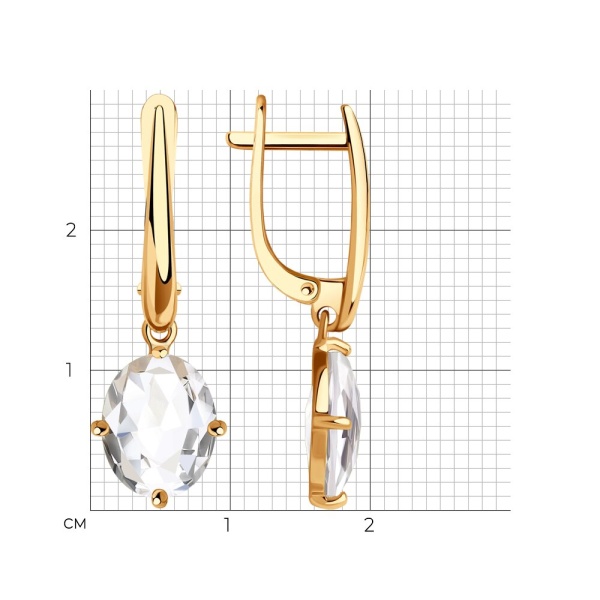 Серьги из красного золота с горным хрусталём