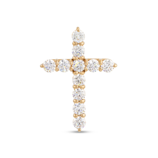 Декоративный крестик из красного золота с бриллиантами