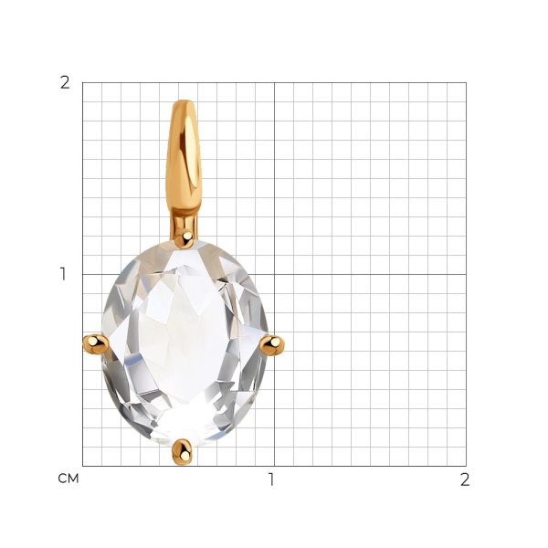 Подвеска из красного золота с горным хрусталём