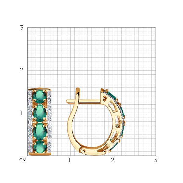 Серьги из красного золота с изумрудами и бриллиантами