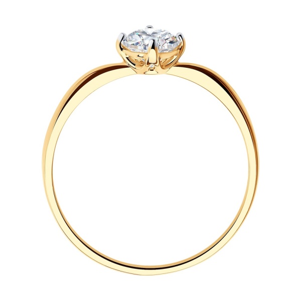 Кольцо из красного золота с фианитом