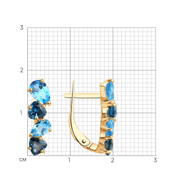 Серьги из красного золота с топазами