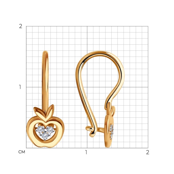 Серьги из красного золота с фианитами
